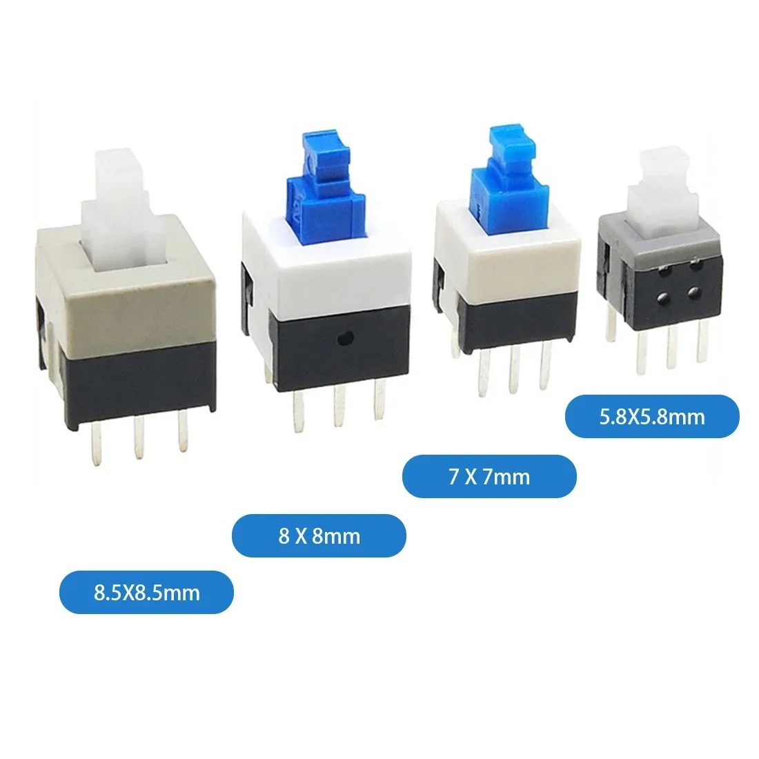 Push Button Switch Key Switch 5.8X5.8mm/7X7mm/8X8mm/8.5X8.5mm Self-locking Lockless Switch 6-pins 20pcs/lot