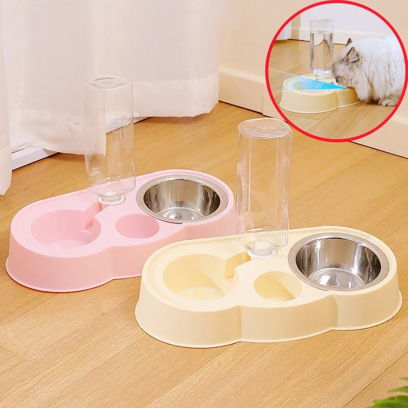 

Dog Bowl Stainless Steel Dog Food Bowl Portable Double Bowls for Dogs Feeding Water 500ml Dogs Bowls Food Container Pet Supplies