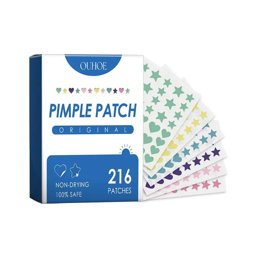 216PC Acne Care Patch Colorful Cute Star Heart Shaped Acne Treatment Sticker Invisible Acne Cover Removal Pimple Patch Skin Care