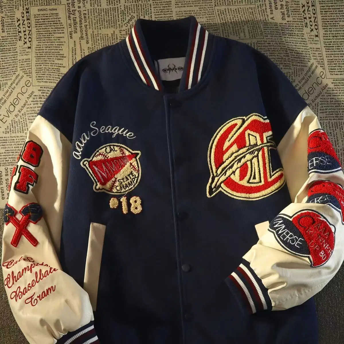 Uniforme da Baseball americana per uomo, High Street, cappotto Hip-Hop, asciugamano ricamato, Goth, Retro, Casual, sciolto, giacca da coppia Joker