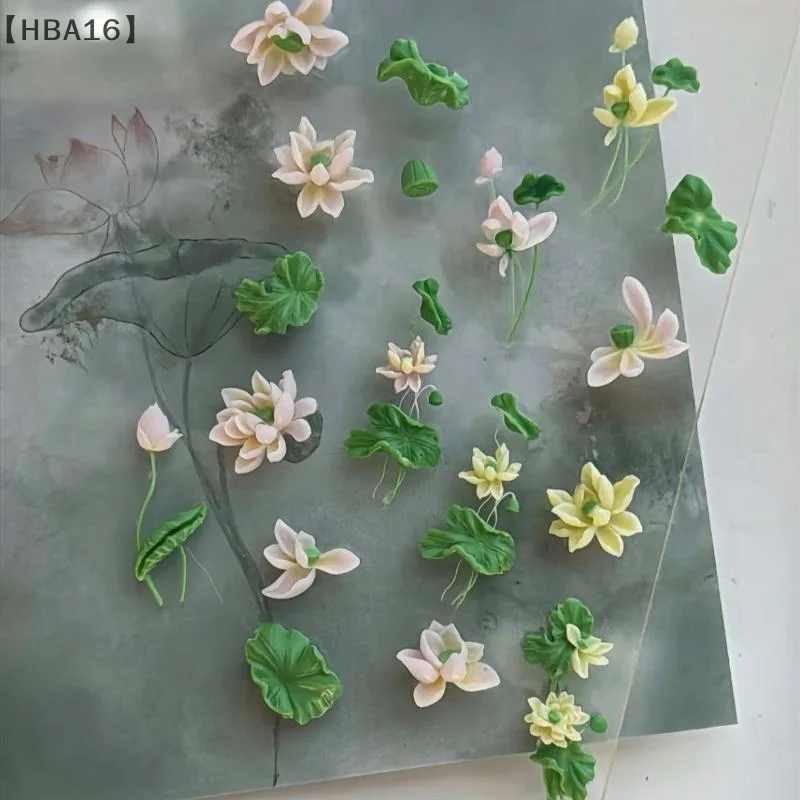 

〔HBA16〕Flowers Series 3D Curved Nail Mold Lily Of The Valley Lotus Flower Diy High Tranparent Nail Templates Nail Mold Art