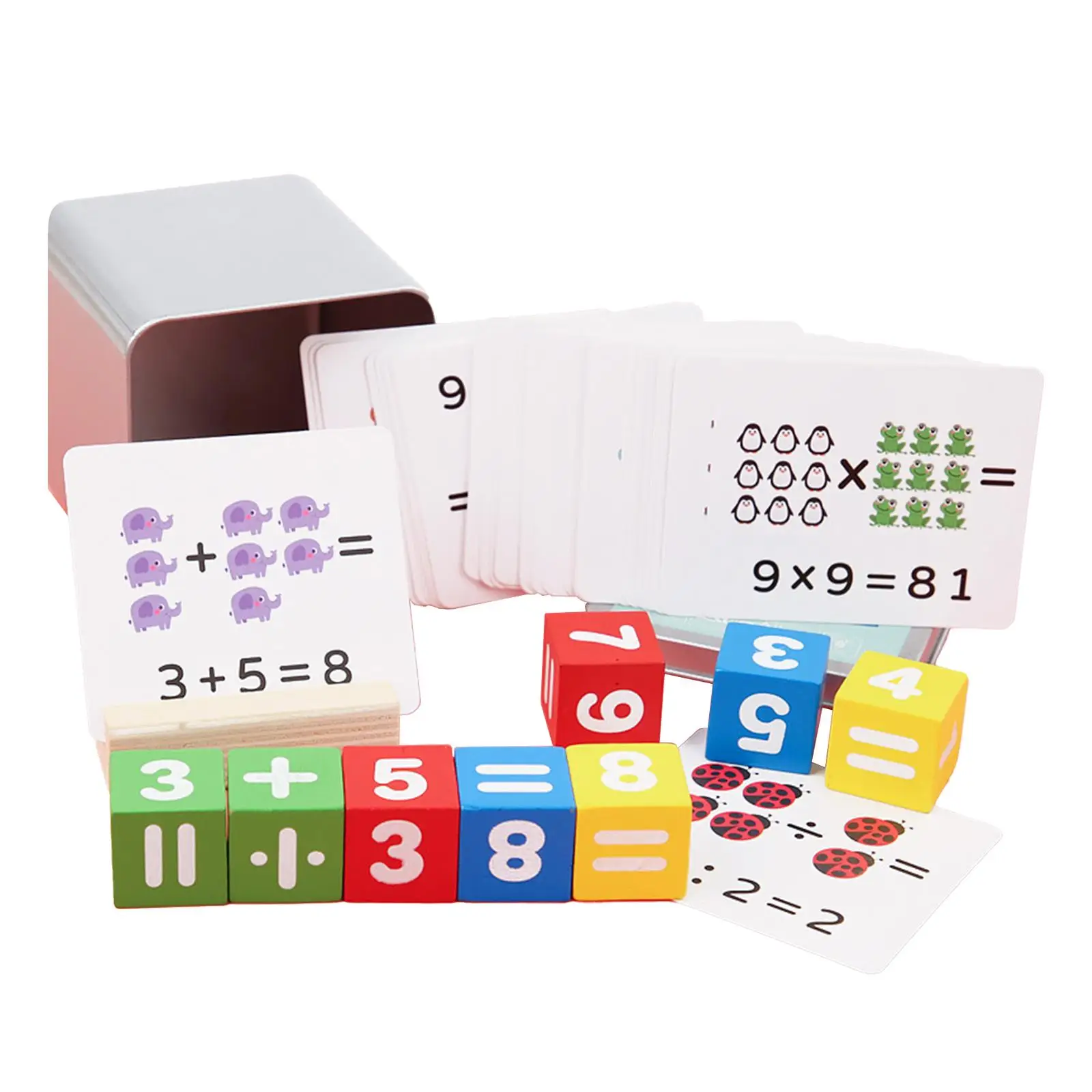 Estojo de armazenamento para jogos de matemática, adição de jogo de correspondência, desenvolvimento sensorial, 54 peças, cartões de dupla face para crianças, estudantes, meninos e meninas