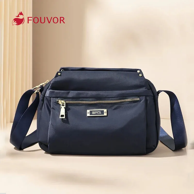 

Fouvor Large Handbag Oxford Waterproof Multi-pockets Fashion Shoulder Bag for Women Black Big Travel Waterproof Bags 6006-14