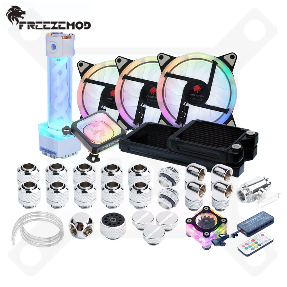 Freezemod PC Water Cooling Kit Soft Tube Copper Radiator Host Pipe Liquid Cooling Set AIO Reservoir ARGB Aluminum CPU Cooler MOD