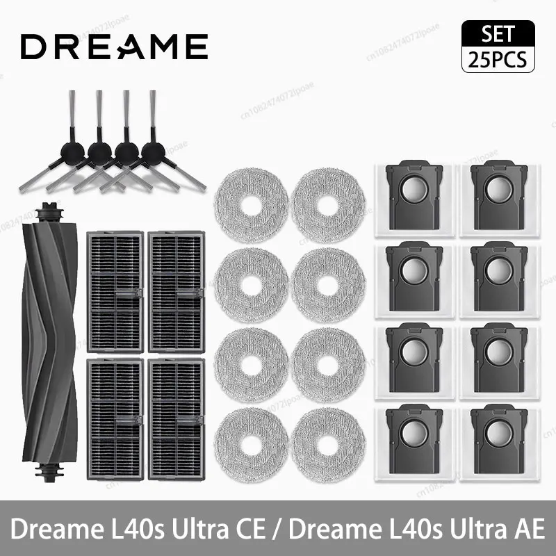 Dreame L40s Ultra CE / L40s Ultra AE Robotstofzuiger Accessoires Hoofdborstel Zijborstel Dweil Hepa Filter Stofzak Reserveonderdelen