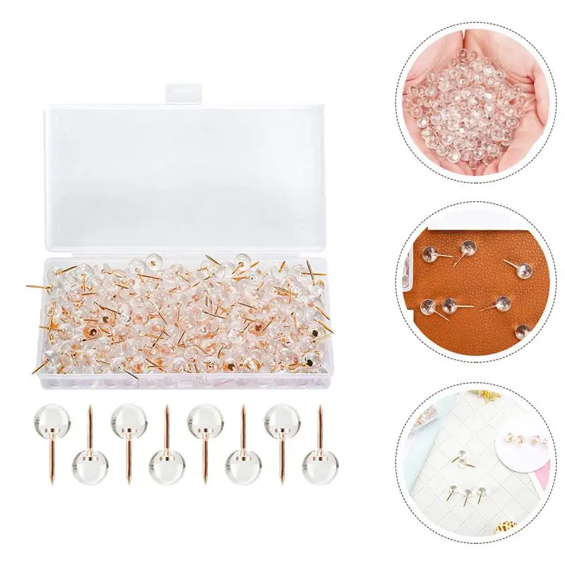 50Pcs Push Pins Delicate Transparent Thumb Tacks With Plastic Box Multi-Function Thumbtacks For Craft Projects Cork Board Photo