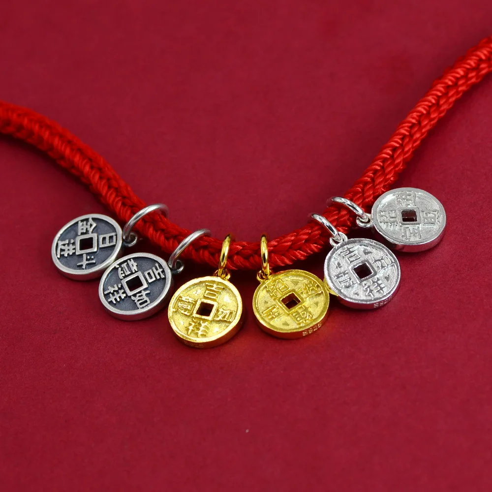 

S925 silver scripture pendant gold plated charm Buddhist gold DIY handmade Heart Sutra Tibetan hanging ornament
