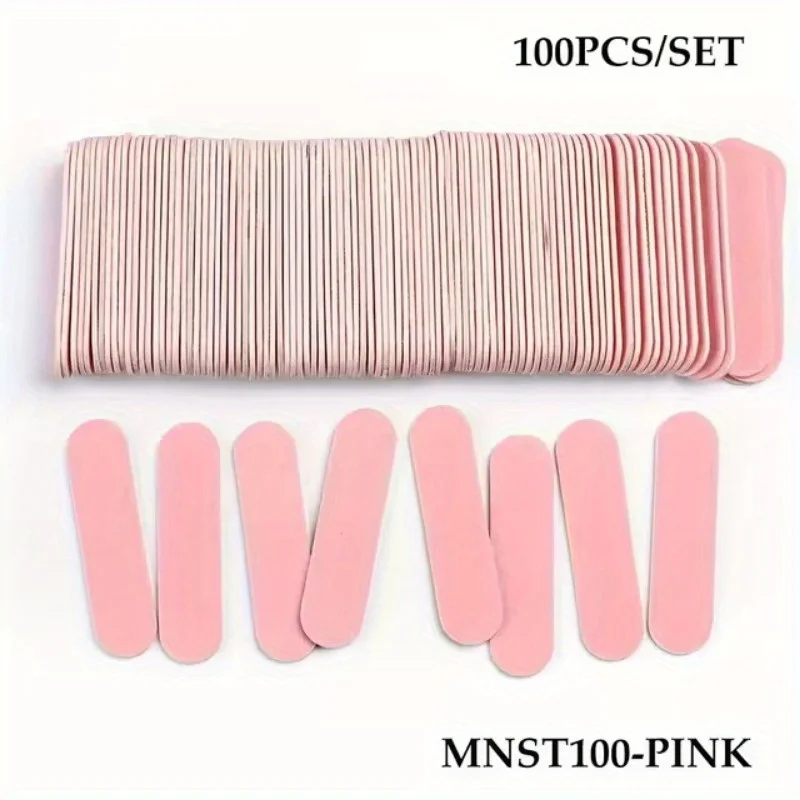 100 Uds. Limas de uñas de madera de doble cara, Mini lima de madera desechable, tablero de esmeril, papel de lija colorido, herramientas de manicura y pulido