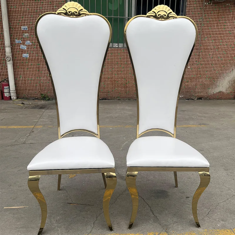 Stainless Steel Chair Household Titanium Stainless Steel Chair High Backrest Leather Chair Hotel Banquet