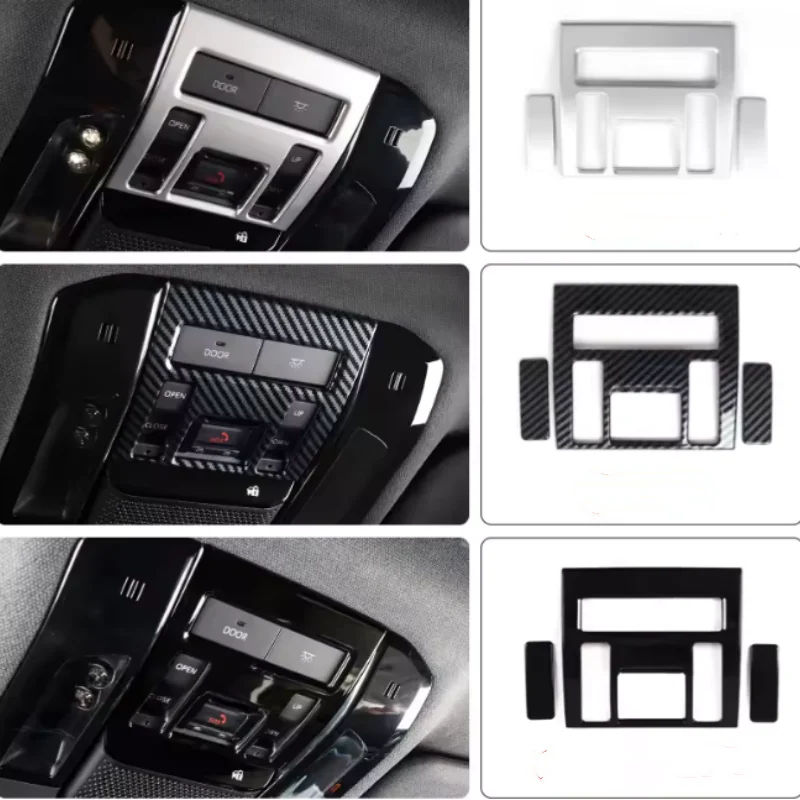 For Toyota Prado LC250 2024 2025 ABS Carbon Fiber Car Reading Light Roof Round Cover Trim Car Accessories Sticker Frame