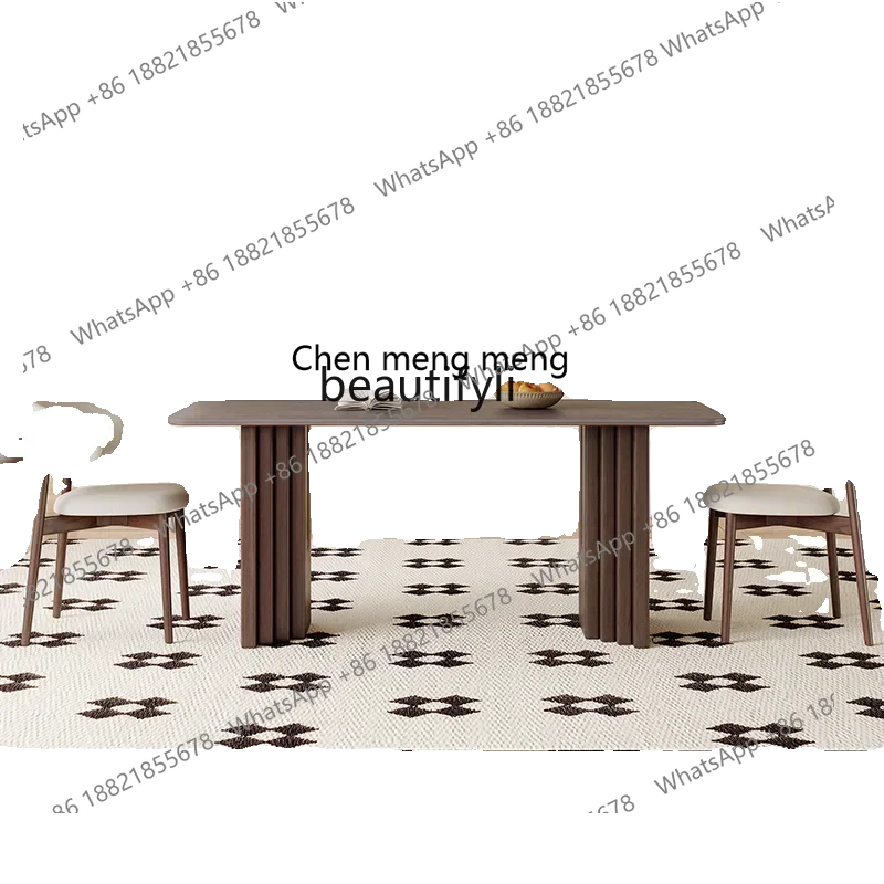 182Q Ash Stone Plate Solid Wood Dining Table French Retro Living Room Household Japanese Oak