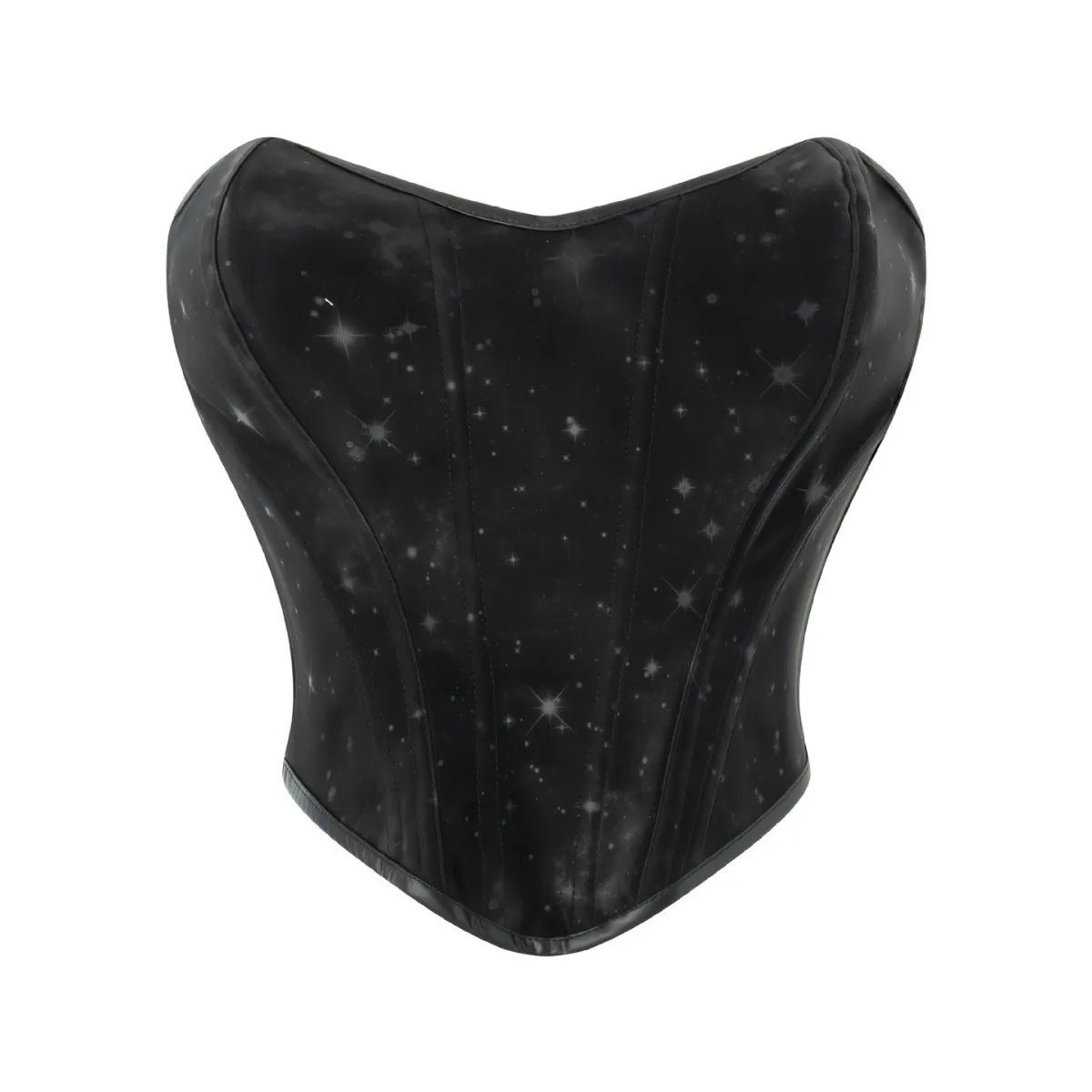 

Черное корсетное платье без бретелек с эффектом коррекции фигуры и принтом звездной ночи