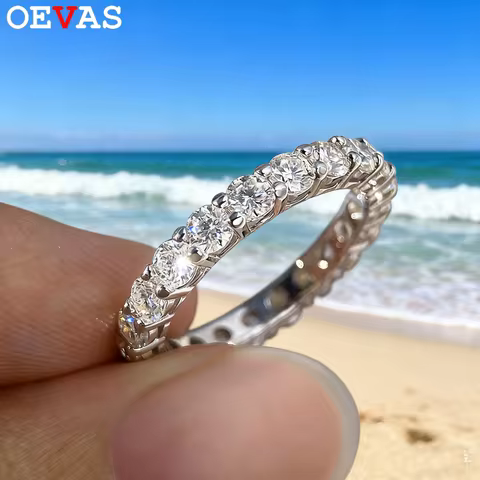 OEVAS 2.2 Carat 3MM Moissanite Full Circle Row Diamond Ring 925 Sterling Silver Pass Diamond Test For Women Wedding Fine Jewelry