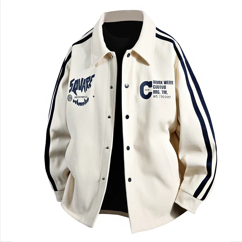 

Модная бейсбольная куртка для мужчин, весна-осень, с отложным воротником, молодежная, для подростков, брендовая, из полиэстера