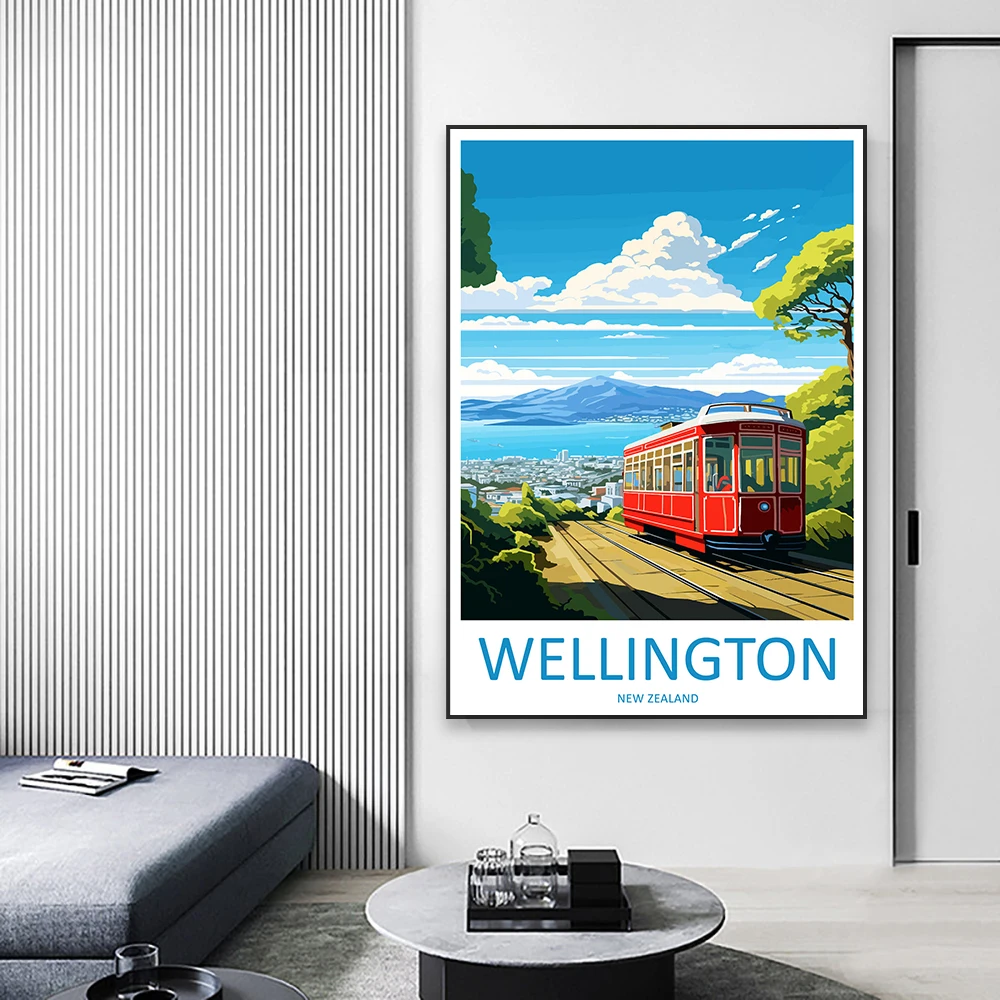 Modern Wellington Travel Print Poster Dunedin Travel Canvas Painting New Zealand City Art Gallery Wall Home Living Room Decor