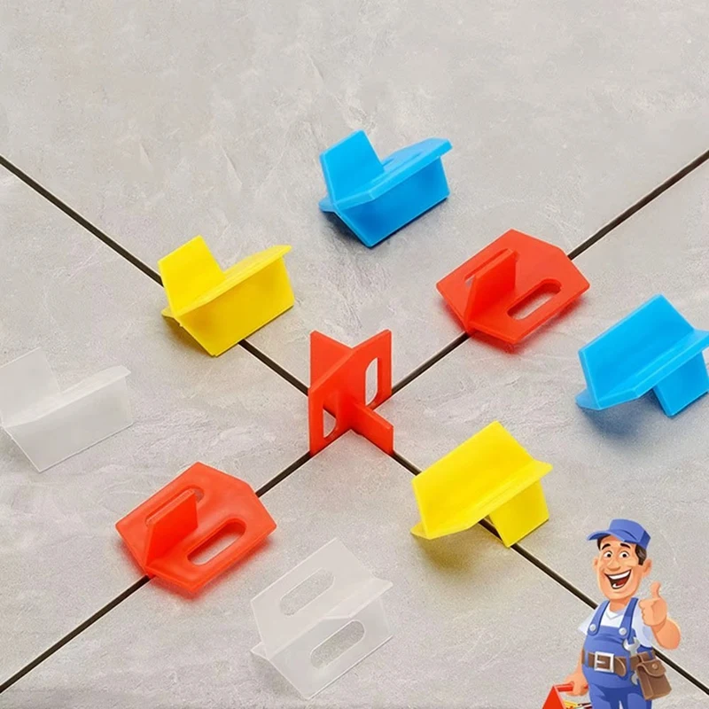 ABAE-Replaceable Floor Leveler Tile Spacer Clip Leveling System Reusable Floor Gap Clip Wedge Tile Tool 100Pcs