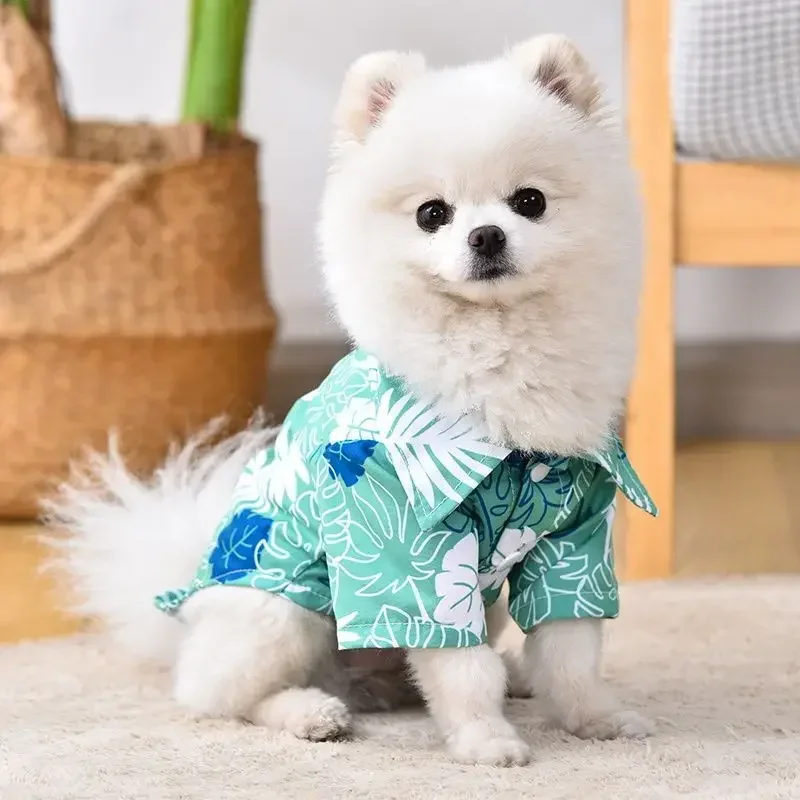 

Summer Dog Shirt Puppy Breathable Coconut Tree Pattern Shirt Cat Vest Chihuahua Yorkie Hawaiian Polo T-Shirts Pet Clothes New