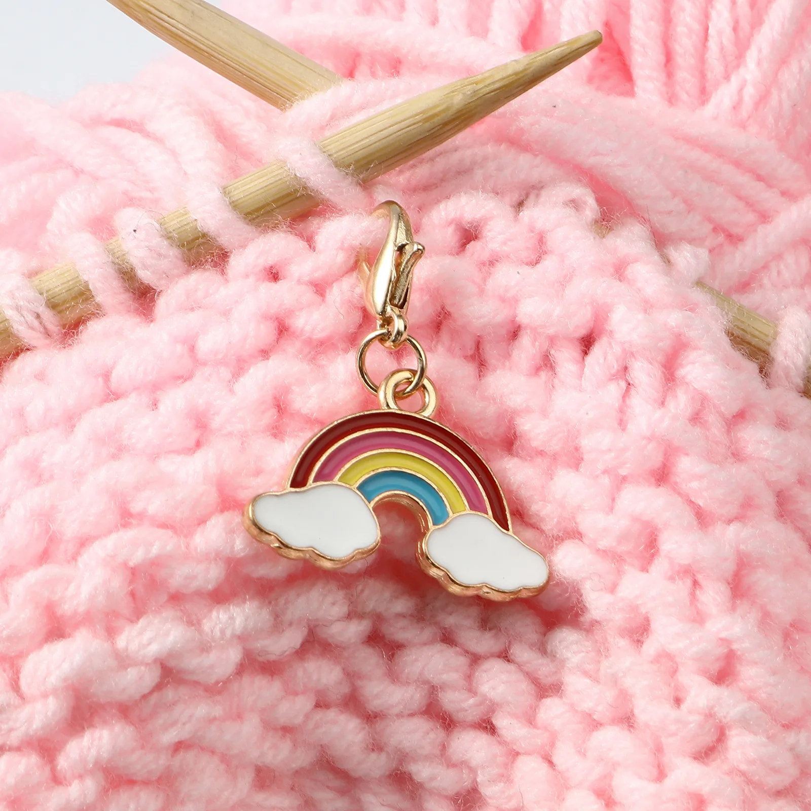 5PCs/set Enamel Rainbow Pendants Stitch Markers Needlework Accessories Metal Crochet Latch Knitting Tools For DIY Craft