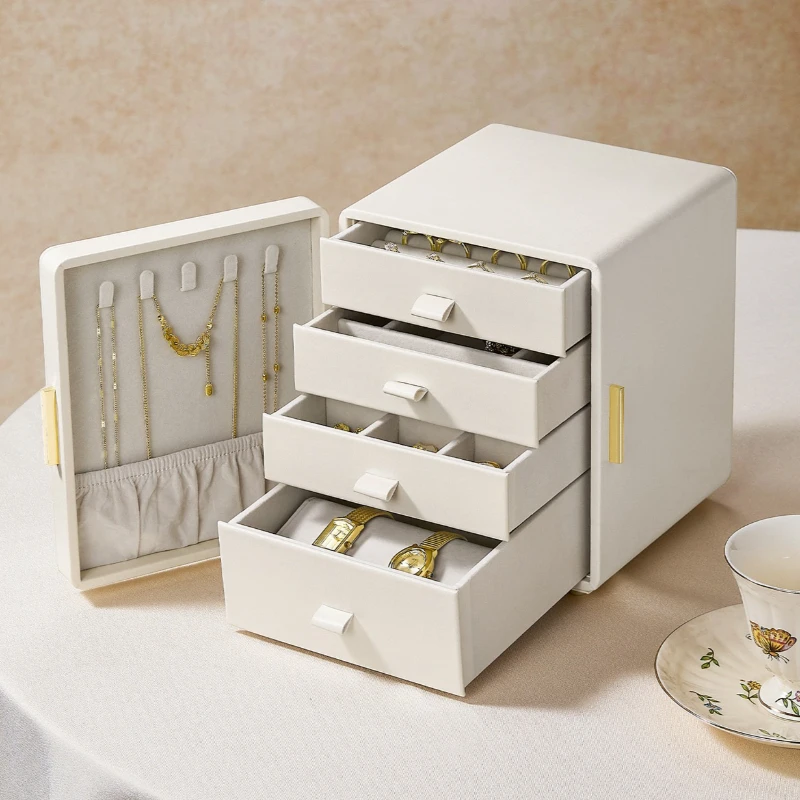 Leather Jewelry Box Luxury Storage Necklace Earrings Jewelers Boxes Women's Ring Bracelet Organizer Case Souvenirs Holiday Gifts