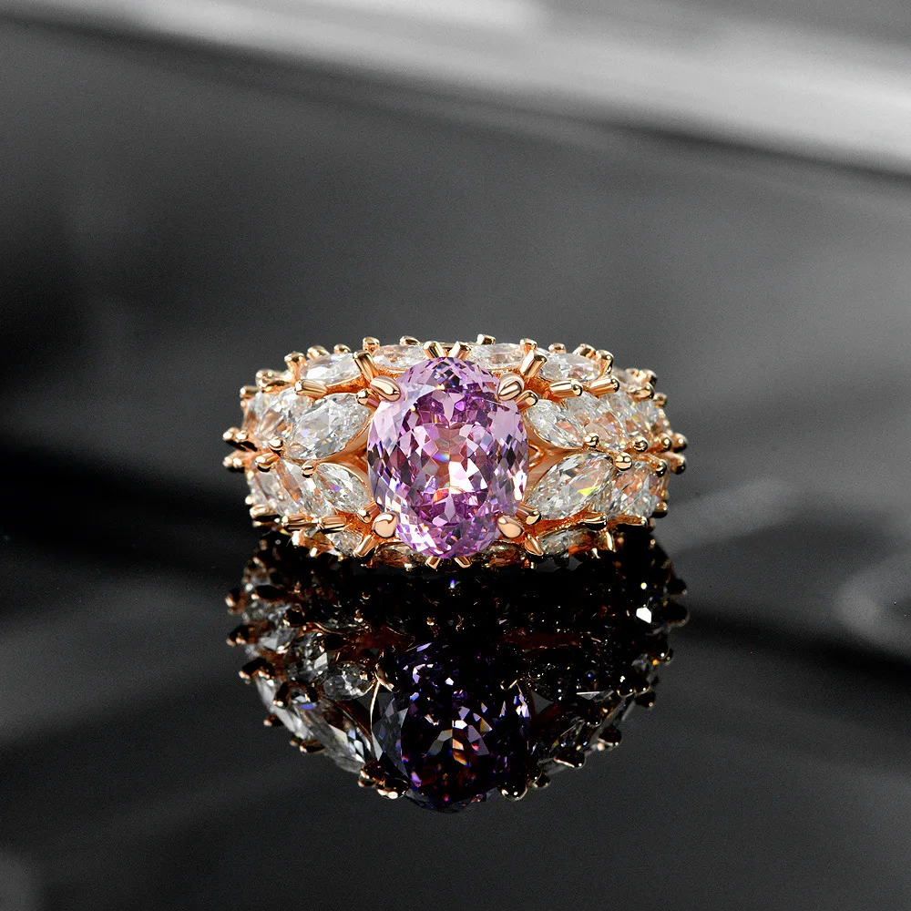 

Кольцо с высокоуглеродистым бриллиантом в форме яйца в форме цветка лотоса, 2 карата, 8*10, порошок румян/ледно-голубой, 5-9 # Дополнительно