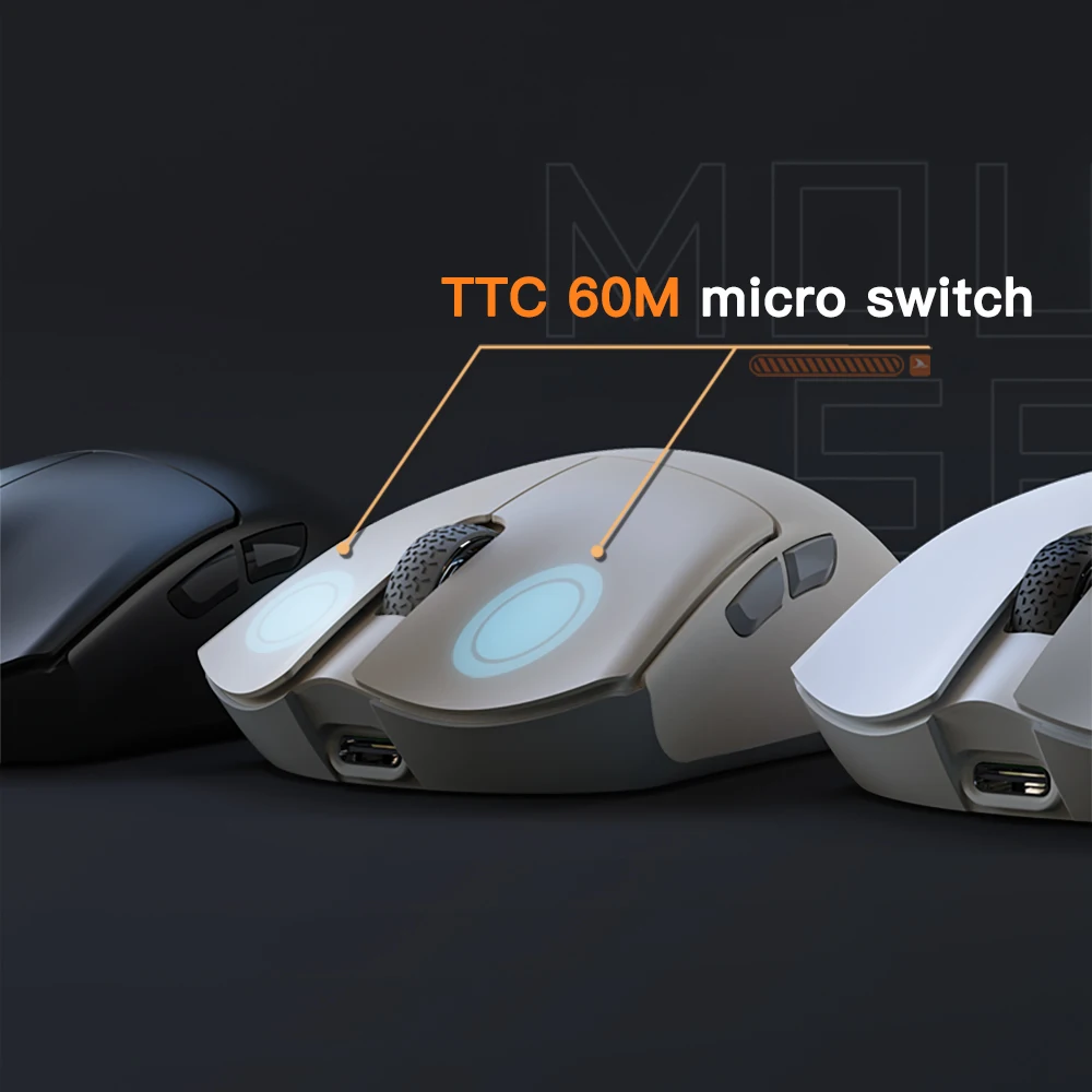 Imagem -04 - Darmoshark Official Store m3 Jogos de Esportes Mouse sem Fio Bluetooth 58g Ultra-leve 26k Dpi Pam3395 Sensor Óptico Ttc Micro-interruptor Codificador Computador Portátil Personalização de Drivers de Macro