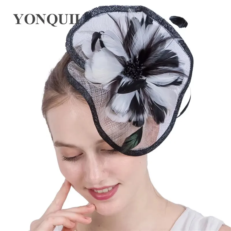 Elegant Women Wedding Cocktail Hat For Women Black&Ivory Flower Design Banquets Ladies Summer Occasion Event Race New Arrival