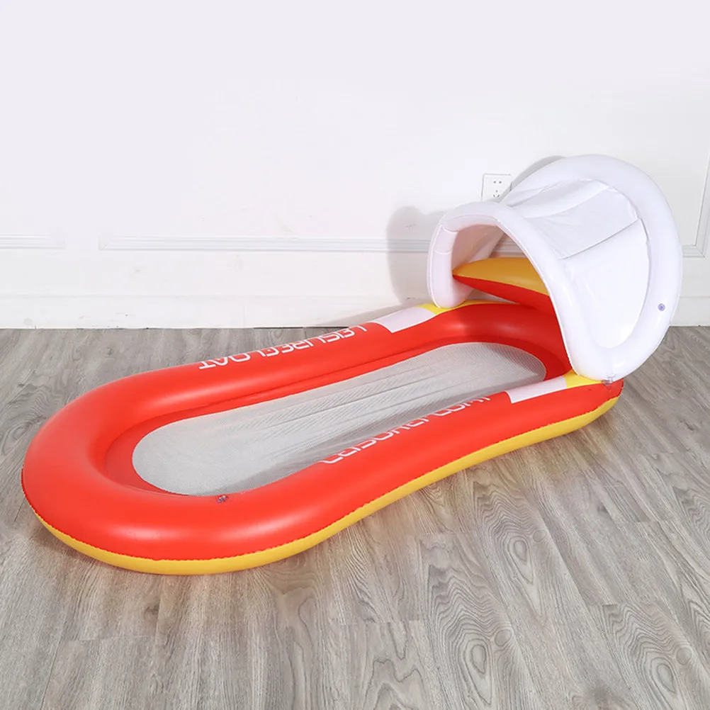 Orange Inflatable Floating Bed PVC Recliner Water Hammock Detachable Sunshade Net Seat Floating Pool Beach