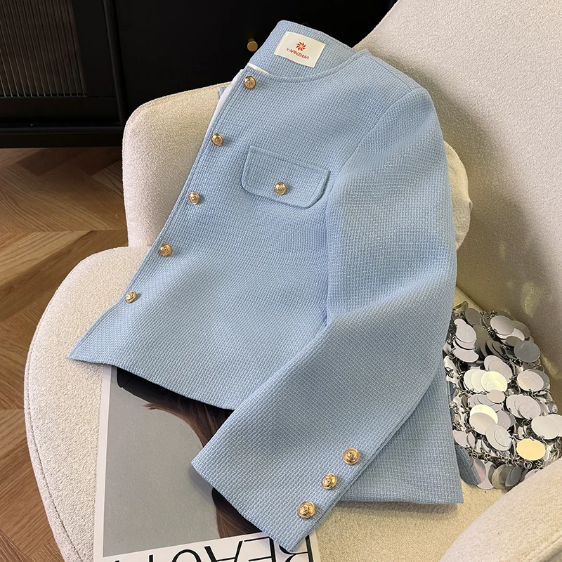 

Женское осеннее свободное универсальное пальто Ne Metal на одной пуговице, осень 2024, тонкое твидовое повседневное пальто Long Sve Pure C...