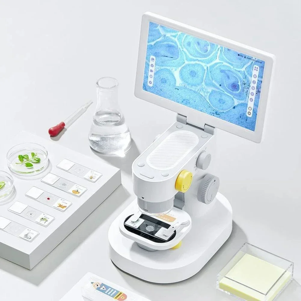 

Тройная камера, цифровой биологический микроскоп, 1200X, 9 дюймов, IPS сенсорный экран, 1080P, слайд для взрослых и детей, био-умный детектор