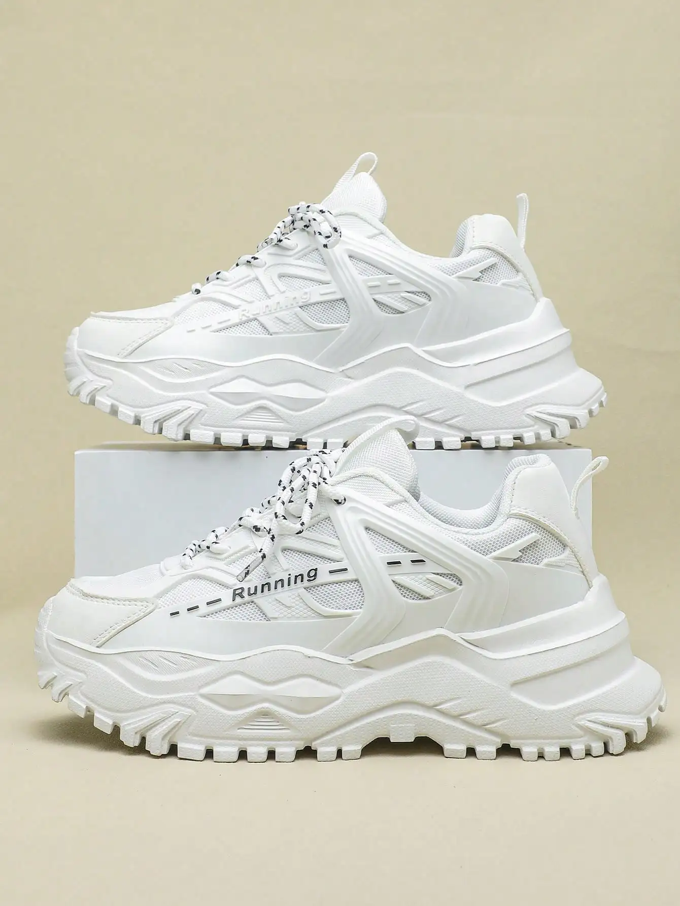 

Thick Sole Chunky Sneakers Removable DIY Star Pendant Minimalist Unisex Breathable Casual Shoes Pink