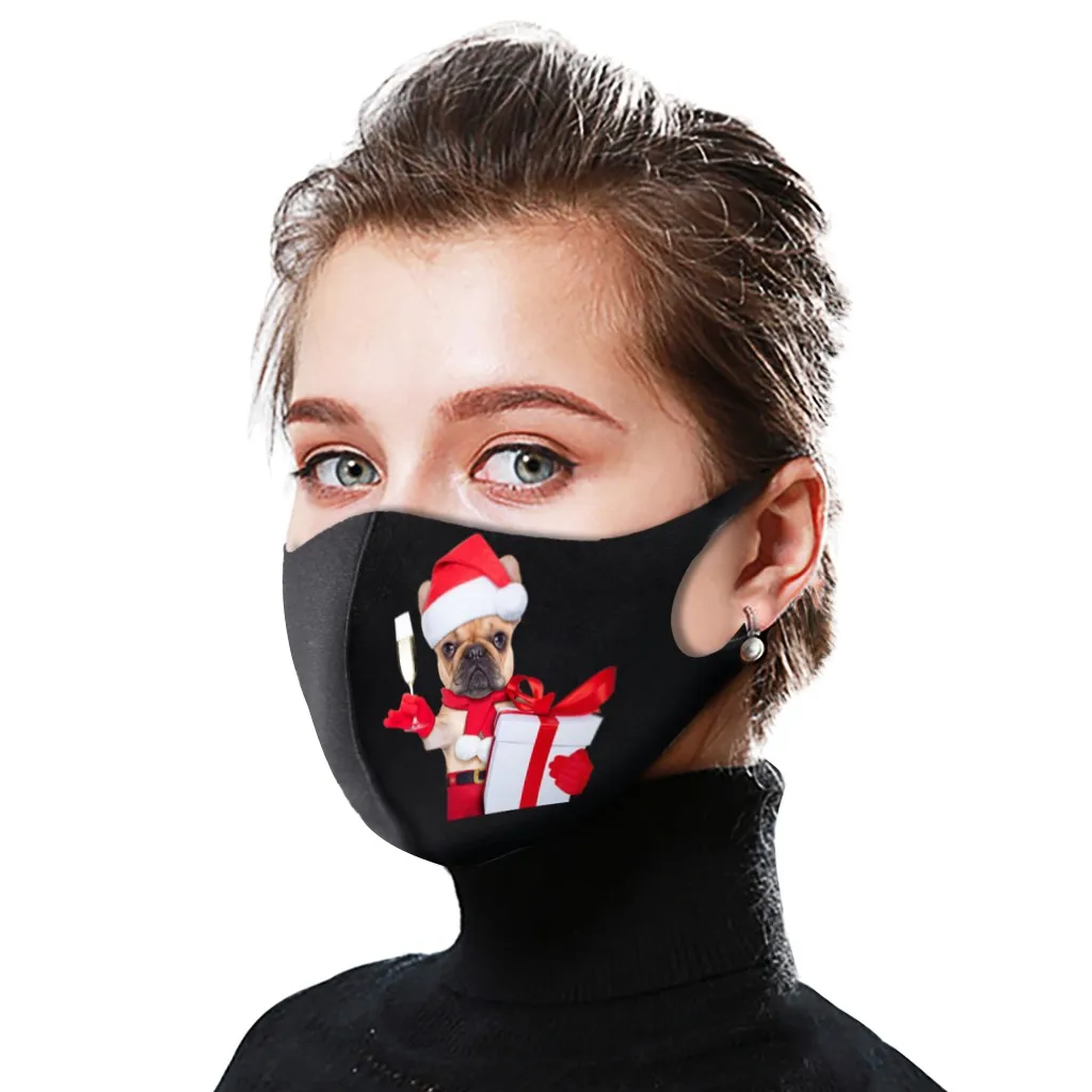 1 قطعة قناع مقاوم للغبار قابل للغسل عيد الميلاد قناع الحيوانات الأليفة الكرتون حماية عطلة شعبية متعة متنوعة من الأنماط اليومية متعددة الوظائف #4