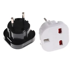 UK To EU 3PIN Plug Europe Travel Converter Adapter Plug 2pin Wall Plug Socket Connector Adaptor for International Travelling