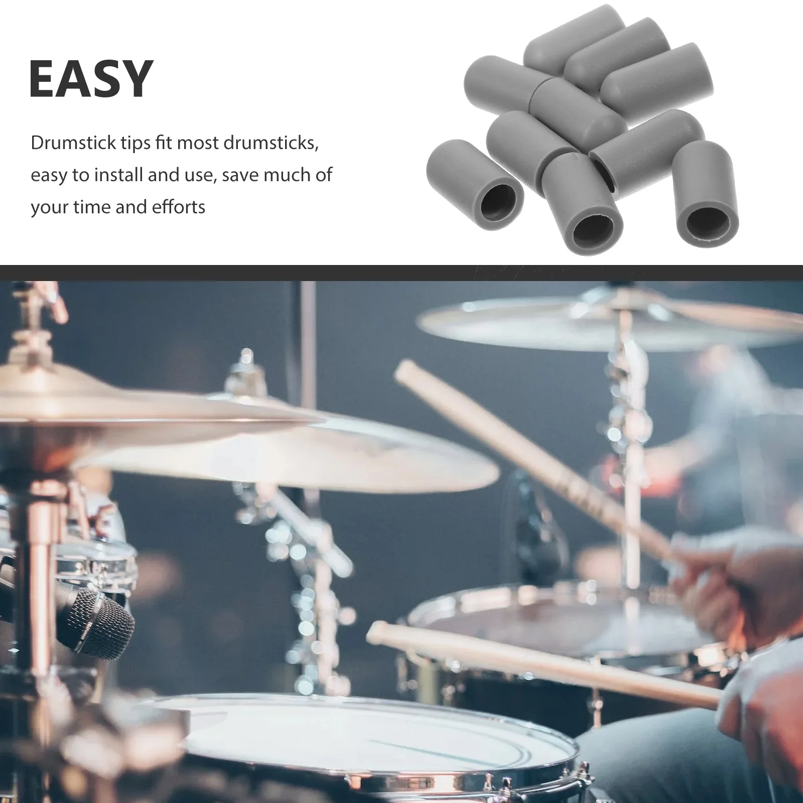 

10 Pcs Drumstick Protector Instrument Tip Protectors Silent Cover Dampeners Mute Tips Drumsticks Practice Accessories