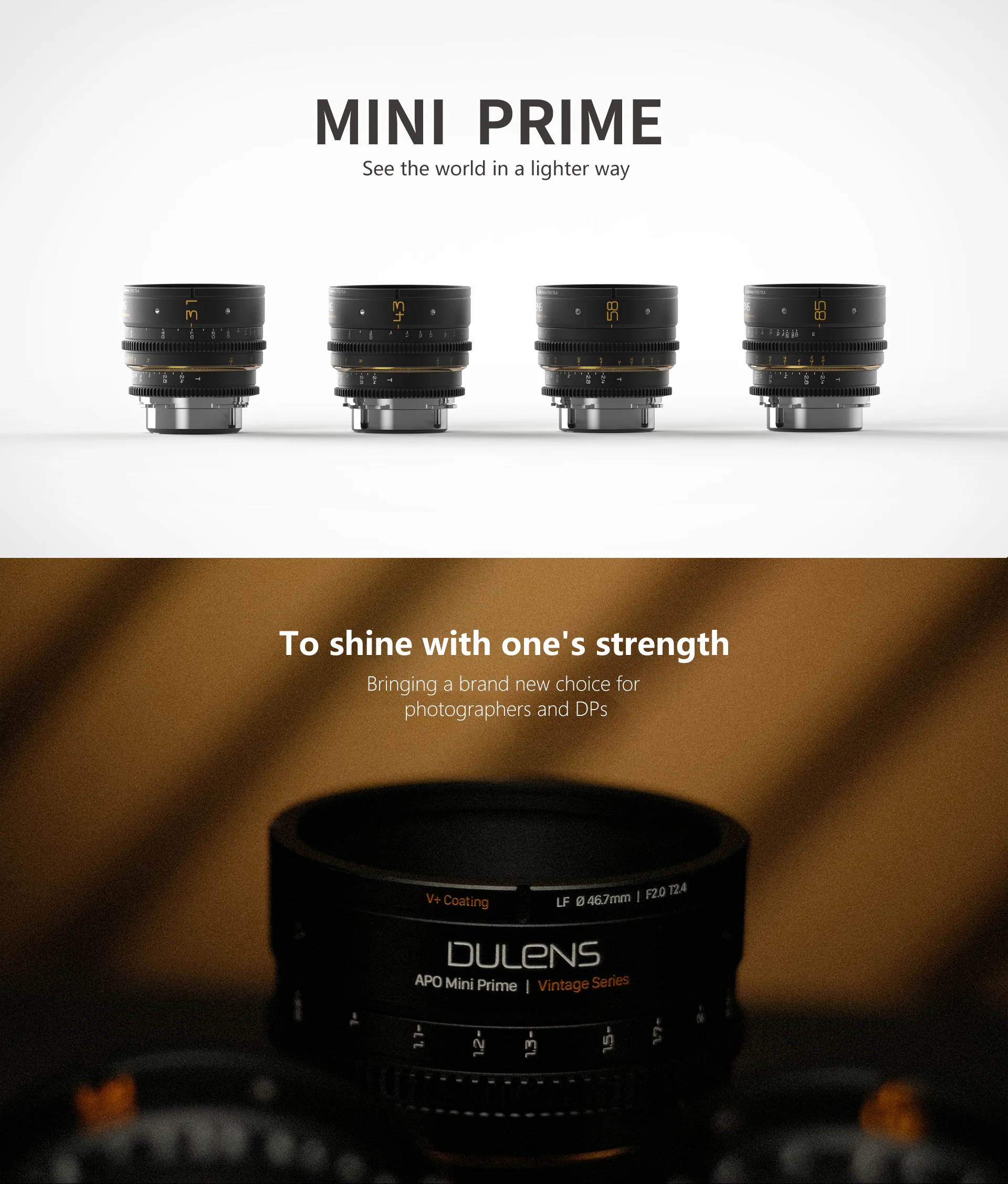 Dulens APO Mini Prime 21mm 31mm 43mm 58mm 85mm T2.4 Full Frame Cine Camera Lens Apochromatic For ARRI PL Mount Canon EF