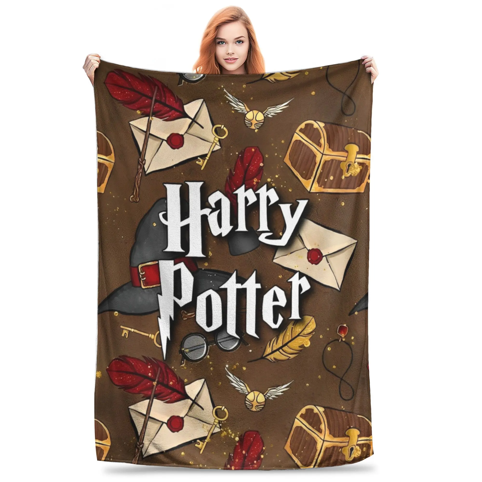 MINISO Magician Fantasy Harry Potter Flannel Blanket  Awesome Throw Blankets for Home 150*125cm Bedspread