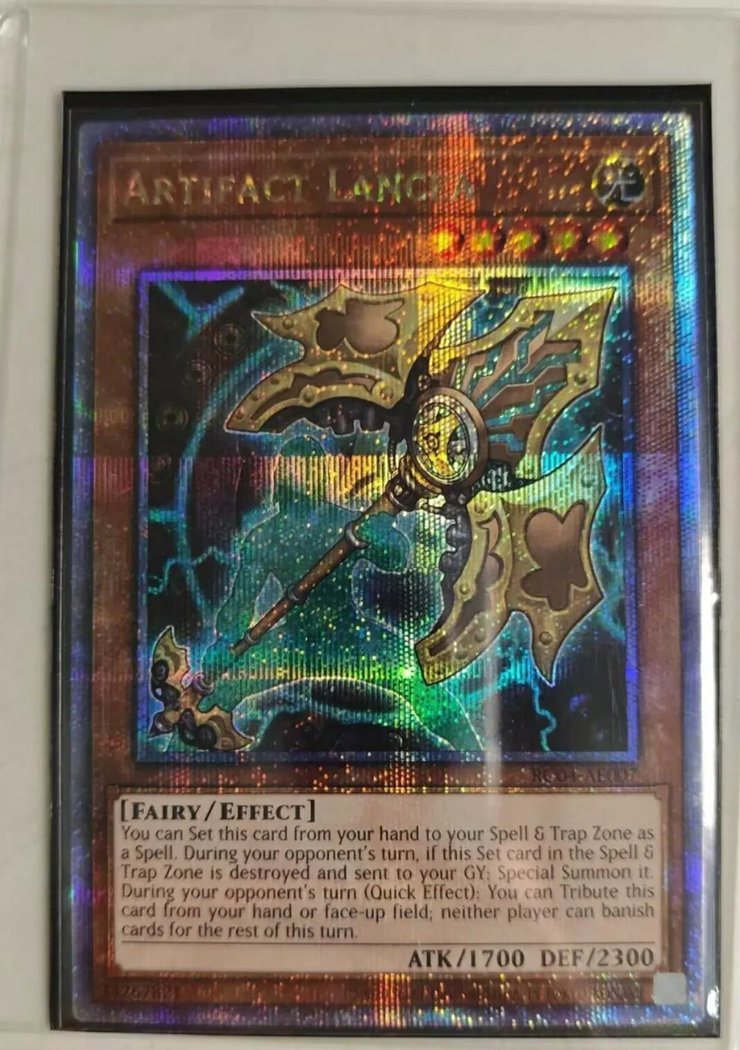 

Yugioh KONAMI Duel Monsters RC04-AE007 Artifact Lancea 25th Quarter Century Secret Rare Asian English Collection Mint Card