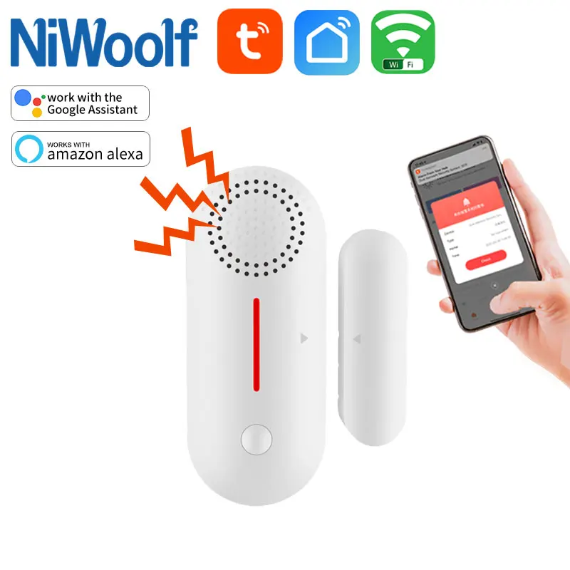 WiFi Door Sensor Tuya Smart Open / Closed Detector Window Detection Home Security Alarm APP Control Alexa Google
