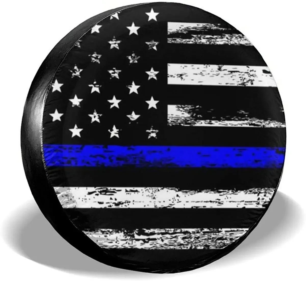 MSGUIDE Thin Blue Line American Flag Spare Tire Cover Protector Universal Fit Tire Covers Wheel Diameter 23