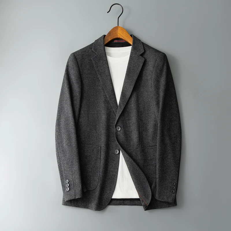 

Новая осенняя мужская повседневная куртка-пиджак в корейском стиле, приталенная, высокого качества, с длинным рукавом, для делового повседневного образа