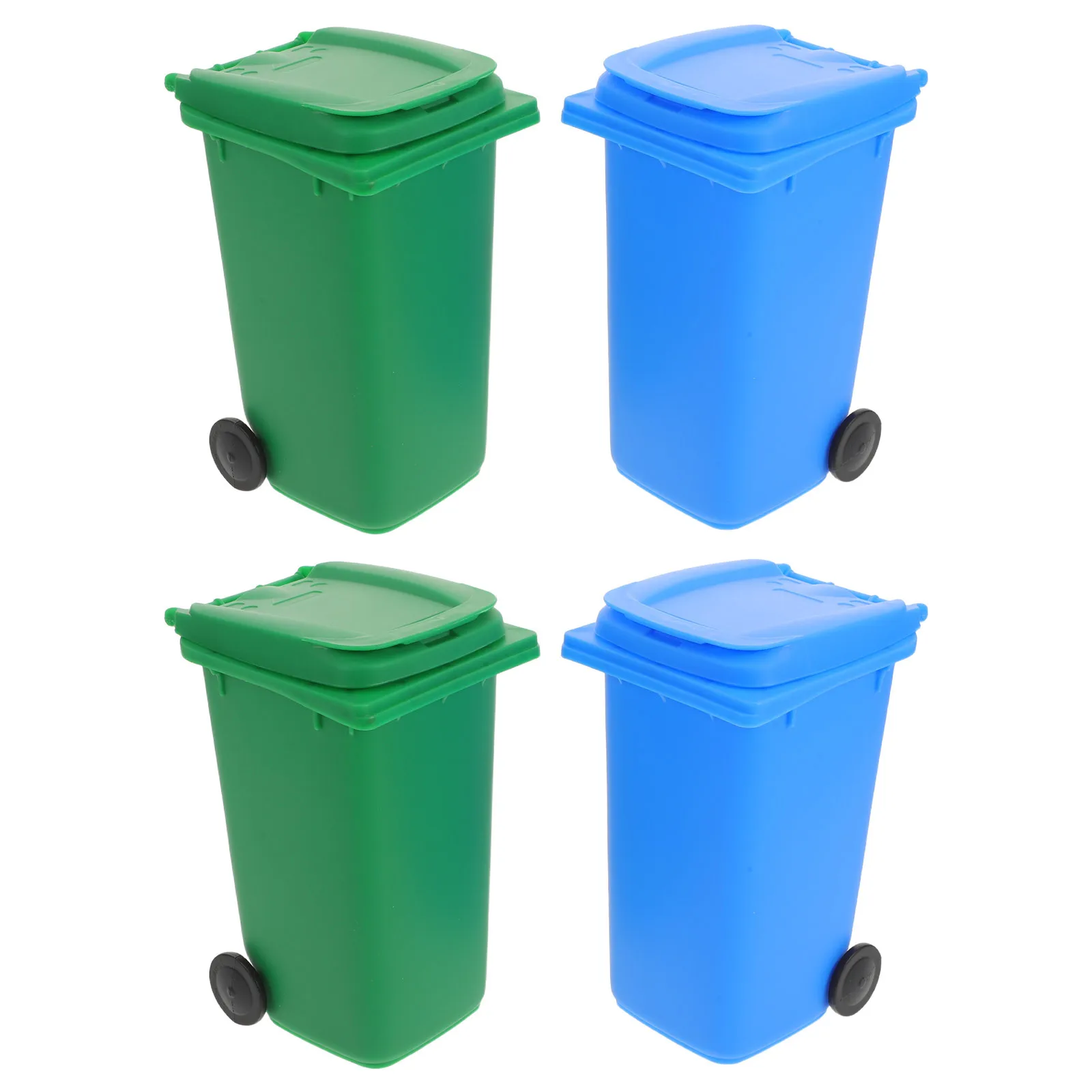 

4Pcs Mini Desktop Trash Can Lid Cute Pen Holder Table Waste Bin Rubbish Bin Desk Organizer Office Storage Container
