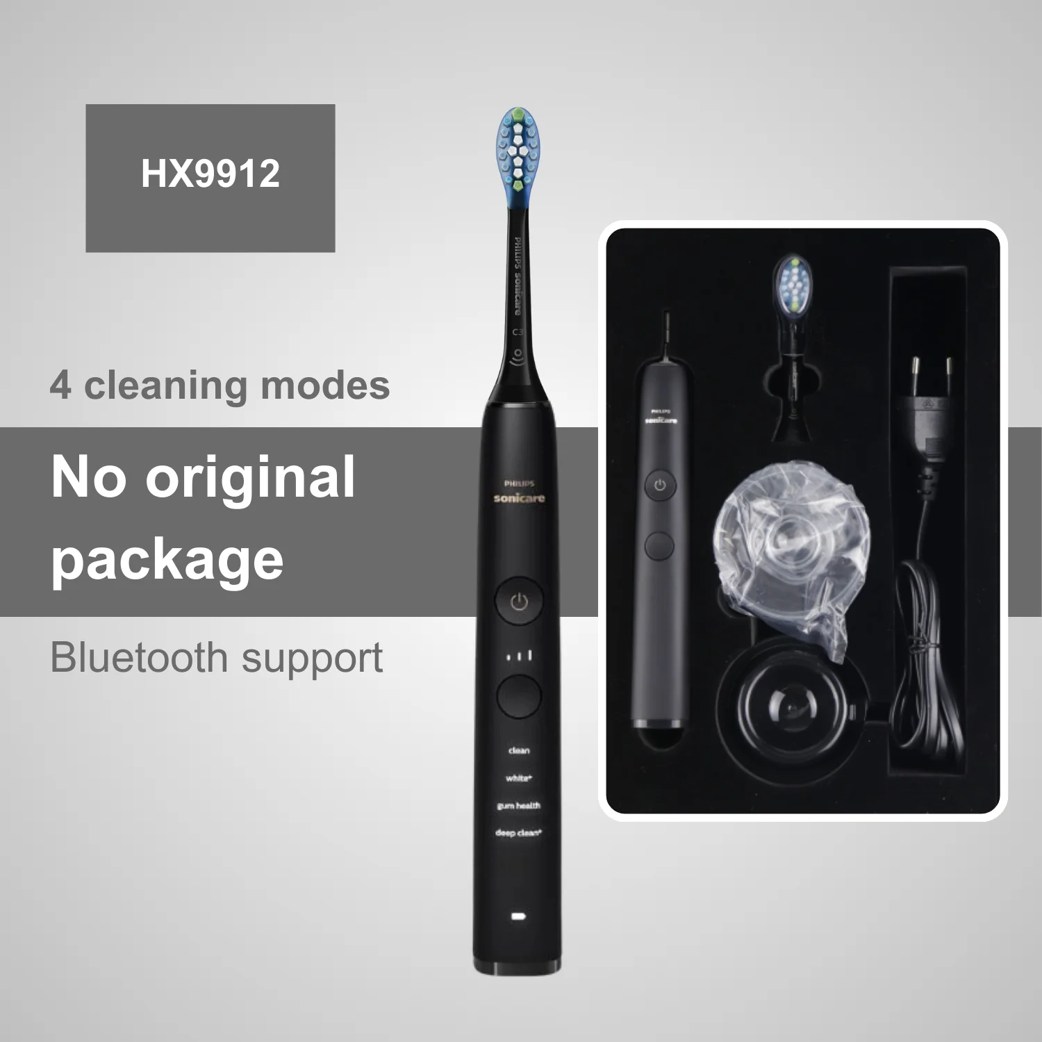 

Philips Electric Toothbrush Sonicare DiamondClean 9000 HX9912, No Original Box, Bluetooth connectivity