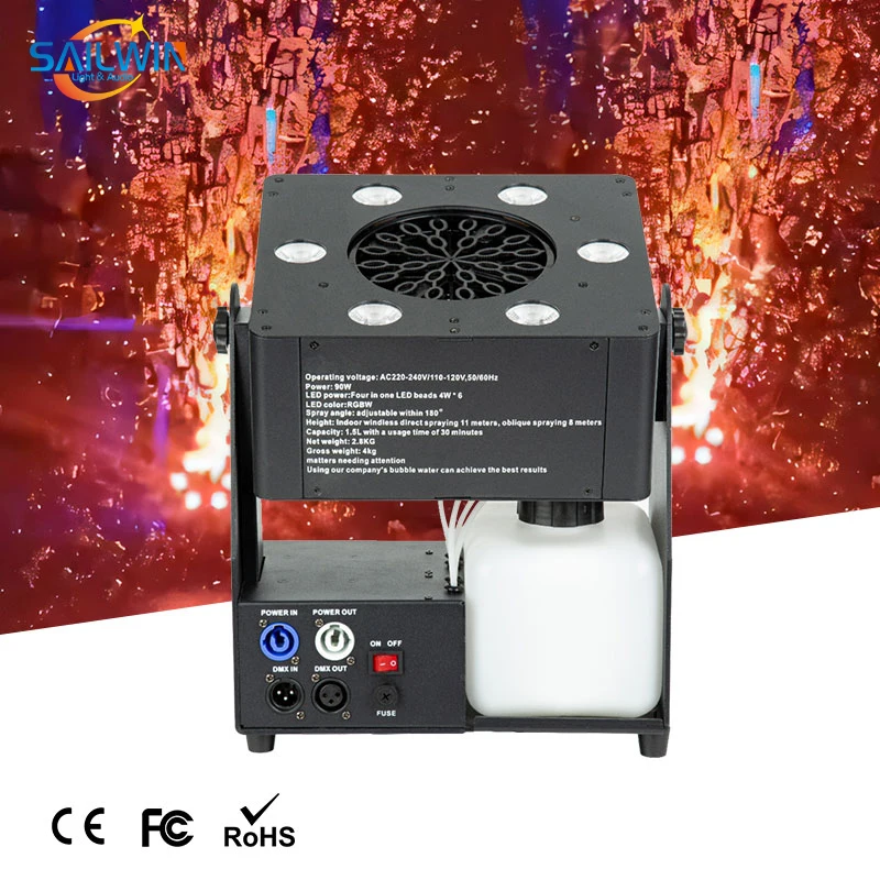 CE SAILWIN EU Stock 90W RGBW LED Bubble Machine DJ Stage Wedding SFX Special Effects Smoke Bubble Maker With Remote Control 8M