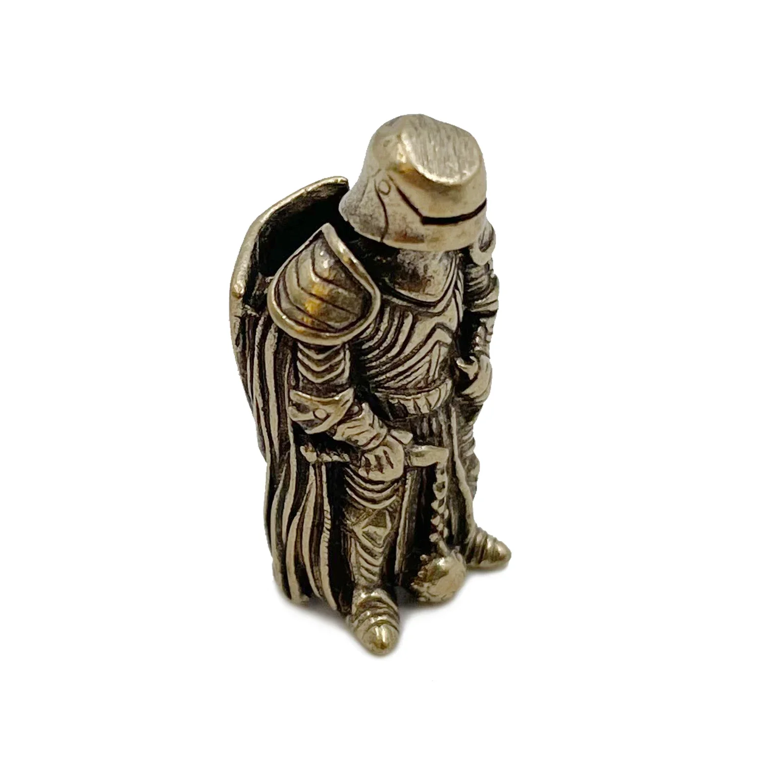 DIY Knife Beads Pendant Vintage Color Brass Outdoor Tools Armour Knight Paracord Beads Figurines Decorative Handicrafts Figure view 3