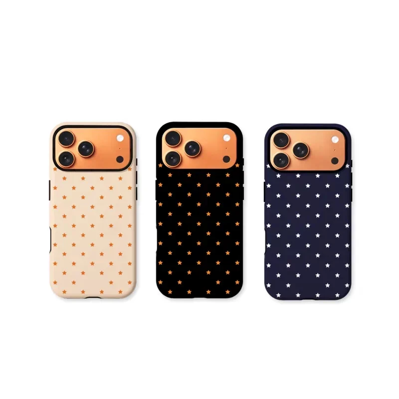 Coque de téléphone à écran plein d'étoiles, style coréen, pour iPhone Duo 18 Pro Max 17 Air 16 15 14 13 12 11, coque arrière antichoc double couche