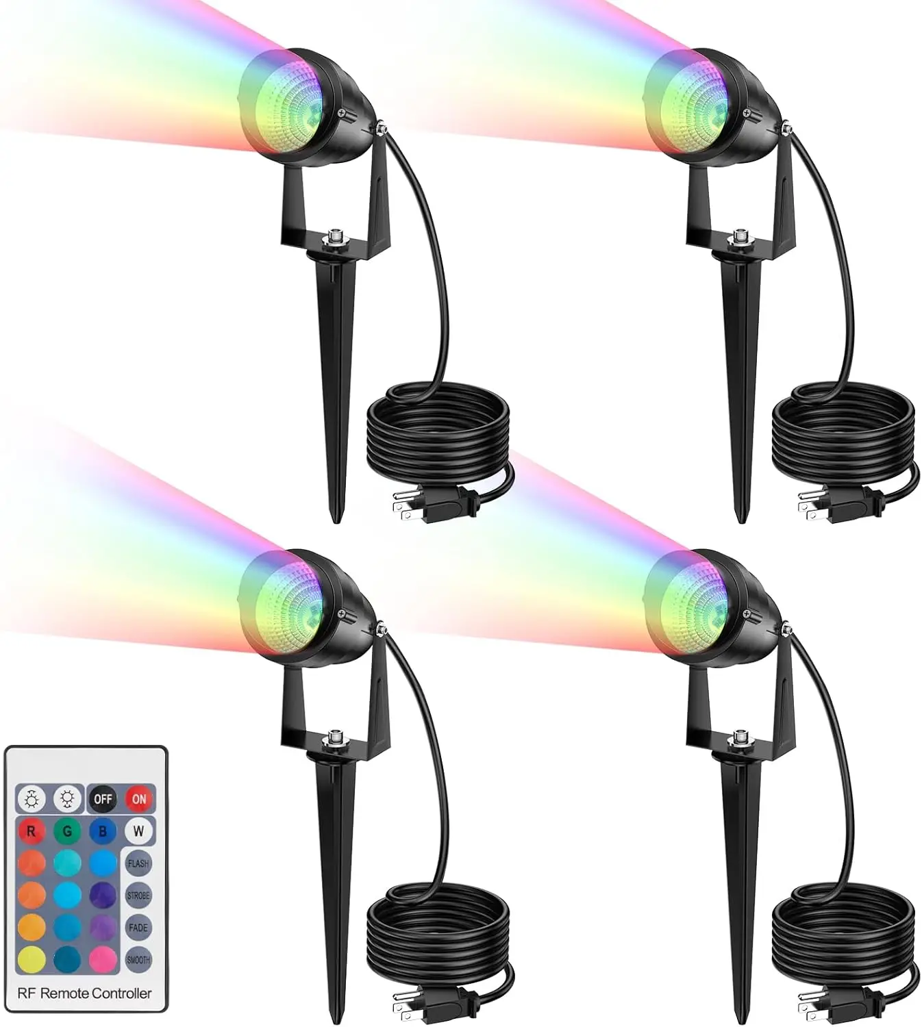 

15W RGB+CCT Landscape Lights, 1500LM, IP66 Waterproof, Remote Control, 4-Pack