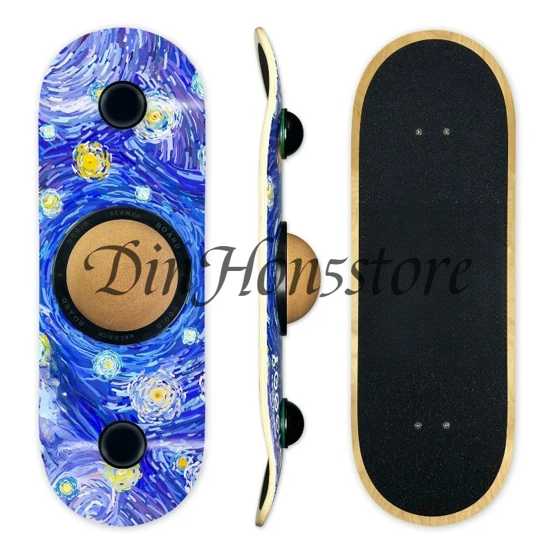 Wooden Balance Board for Core Training, Surfing & Snowboarding Practice