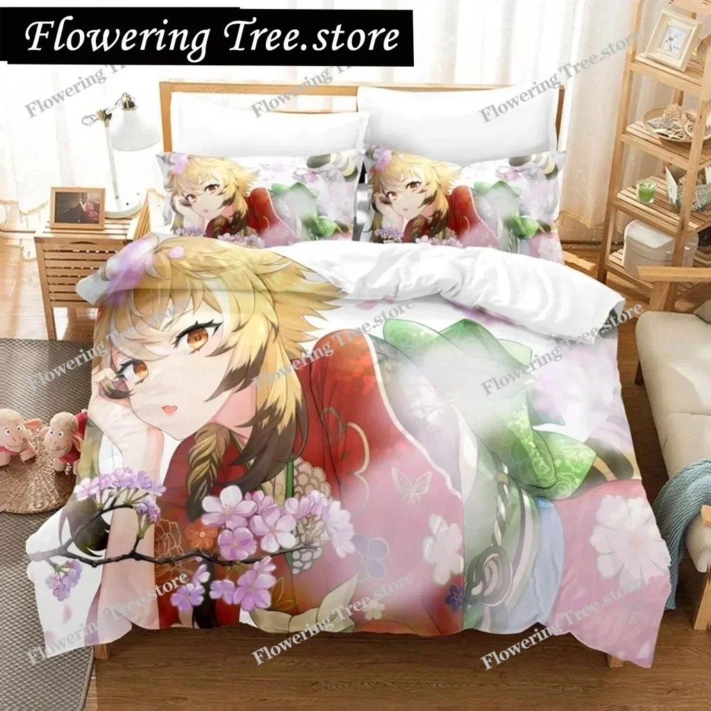 Anime Genshin Impact Lumine Duvet Cover Cartoon Girl Bedding Sets Twin Double Bed Set For Home Textiles