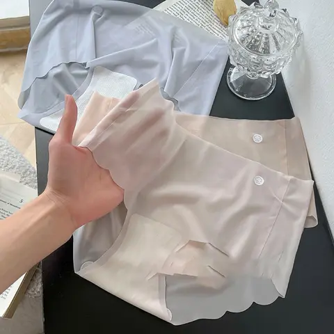 여성 여름 원활한 얇은 속옷 팬티 울트라 얇은 팬티 얼음 실크 숙녀 고품질 통기성 속옷 란제리