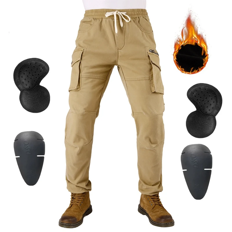 

Plus velvet Motorcycle Pants Men Windproof Protective Gear Keep warm in winter Work clothes