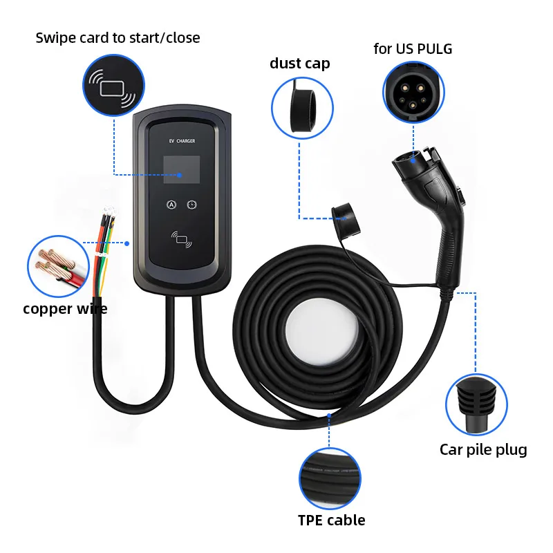 7KW 32A EV Portable Charger Type1 Charging Box Electric Car Charger  Plug  Electric Vehicle Charger